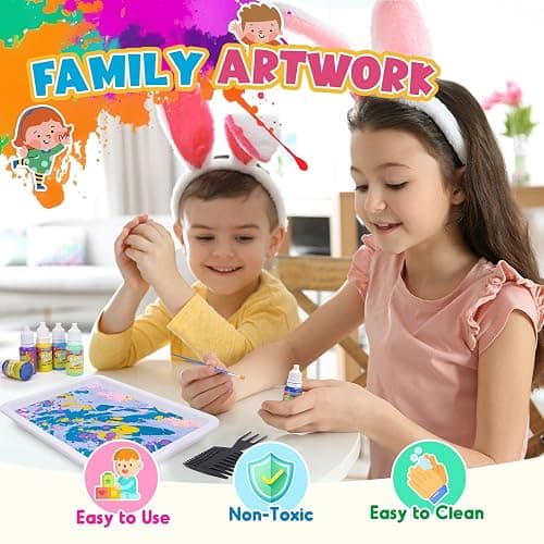 Hapikids Glow Water Marbling Paint for Kids, Arts and Crafts for Kids Age 6-12 Toys for 7-12 Year Old Girls Gift for 9 10 11 Year Olds Girls Boys Crafts for Kid Age 7-12 Birthday Gift Ideas thumbnail 6