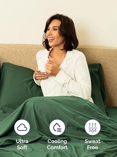 Extra Deep Pocket King Sheets - 4 Piece Breathable & Cooling Bed Sheets - Hotel Luxury Bed Sheet Set - Soft, Wrinkle Free & Comfy - Easily Fits Extra Deep Mattresses - Deep Pocket Emerald Green Sheets thumbnail 5