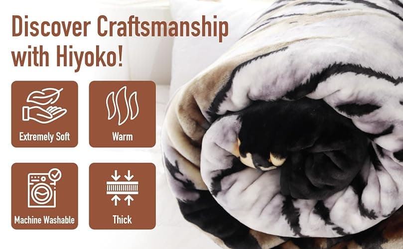 Hiyoko 5.3 lbs White Tiger Blanket Queen Size Heavy Thick Warm for Family and Friends - Korean Mink Blanket (75" x 90"), San Marcos Mexican Blankets thumbnail 7