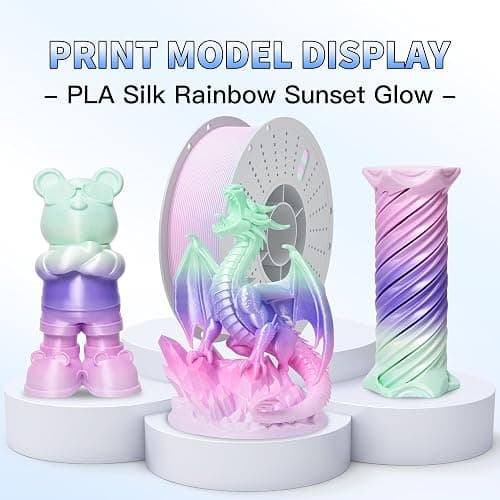 PINBALL Silk Rainbow PLA 3D Printer Filament 1.75mm Shiny Multi-Color Changing Filament 3D Printing PLA Filament Dimensional Accuracy +/- 0.02mm 1 KG Silk Rainbow Afterglow thumbnail 5