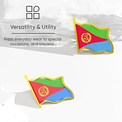 Eritrea Flag Lapel Pin - Enamel Metal National Badge | World Travel Souvenir Gifts for Men & Women | Country Flag Patriotic Brooch Bulk Pack of Pins for Hat, Tie, Clothes, Backpack (1pc) thumbnail 5