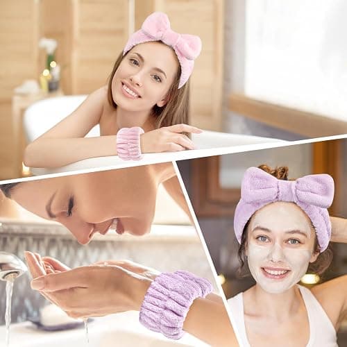 Dorbetar 6Pack Headbands and Wristband Set for Washing Face, Spa Skincare Makeup Headband, wrist bands and hair band for face wash, for Women and Teen Girl skincare tools Gifts thumbnail 4