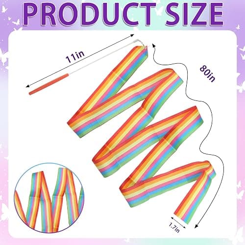 Quynhni Dance Baton,Batons for Twirling 21 .6 inches Stainless Steel Material with 2 Gymnastics Wand and 3 Rainbow Hair Bands Suitable for Beginners Aged 3-8 Silver and Pink thumbnail 5