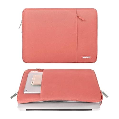MOSISO Laptop Case 13.3 inch, 13-13.3 inch Laptop Sleeve Compatible with MacBook Air/Pro 13/Pro 14 M5 M4 M3 M2 M1, HP Dell ASUS Lenovo,Polyester Vertical Computer Sleeve Bag with Pocket, Coral thumbnail 2