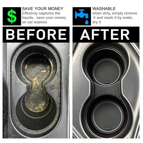 SENSHINE for Honda Civic Accessories 2022 2023 2024 2025 2026 11th Gen Sedan Cup Holder Insert Center Console Liner Door Slot Mats Pad Coaster Trim Premium Rubber Custom Interior 17PC Set (Gray Trim) thumbnail 5