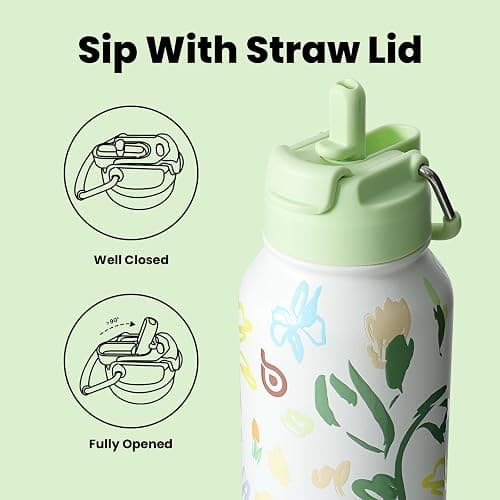 BOTTLE BOTTLE 32oz Insulated Water Bottle Stainless Steel Sport Water Bottle with Straw Dual-use Lid Design for Gym with Pill Box thumbnail 2