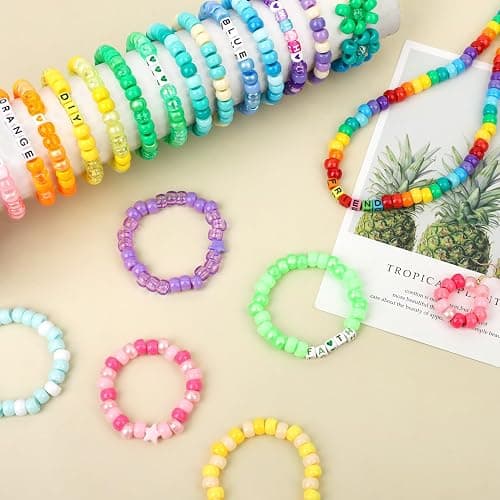 Acerich 4022 Pcs Pony Beads for Friendship Bracelet Making Kit, 96 Colors 5 Boxes Friendship Bracelet Beads 6x9mm Rainbow Kandi Beads with 1000 Pcs Letter Beads for Jewelry Making thumbnail 3