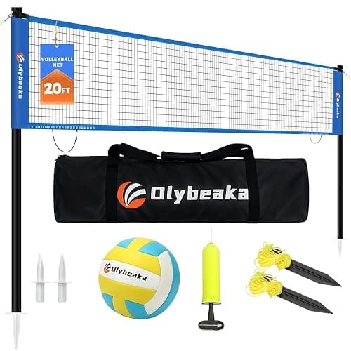 Portable Outdoor Volleyball Net Set for Backyard Beach with Adjustable Poles, Soft PU Volleyball & Pump, Carry Bag and Durable Anti-Sagging Net - Image 1