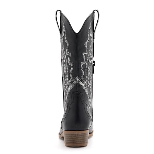 Girls Kids Western Boots Embroidered Cowgirl Cowboy Boots Girls Mid Calf Riding Shoes Little Kid/Big Kid thumbnail 4