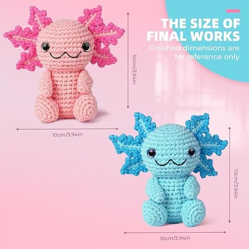 MOREJMTT Crochet Kit for Beginners, Crochet Animal Kits,Crocheting Kit for Starters with Step-by-Step Video Tutorials, Beginner Crochet Kits for Adults (2Pack Axolotl) thumbnail 5