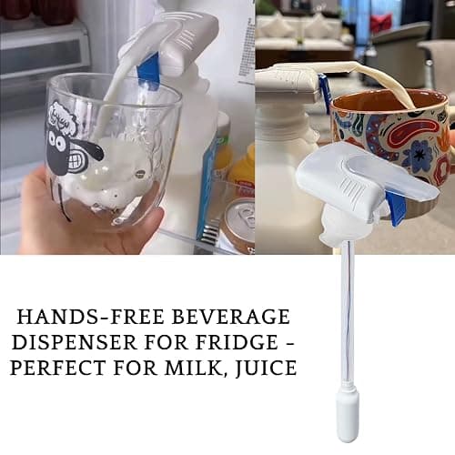 Automatic Drink Dispenser - Milk Dispenser for Fridge Gallon fits Milk Gallon Glass Milk Bottle - Hands-Free Gallon Dispenser for Juice, Beverage- 3 Pack, White thumbnail 4