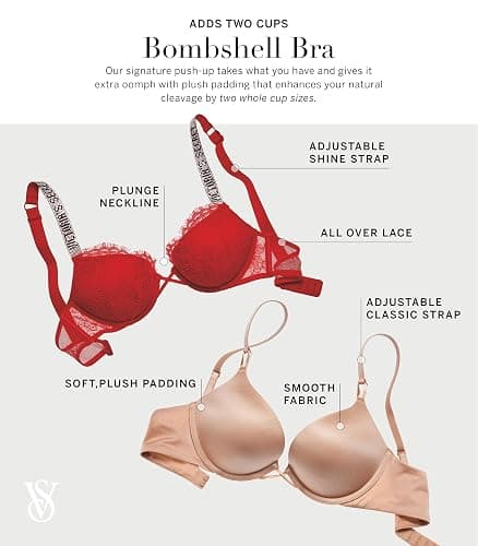Victoria's Secret Women's Very Sexy Bombshell Adds-2-Cups Push Up Bra, Bras for Women (32A-38DDD) - 32A - Black thumbnail 4