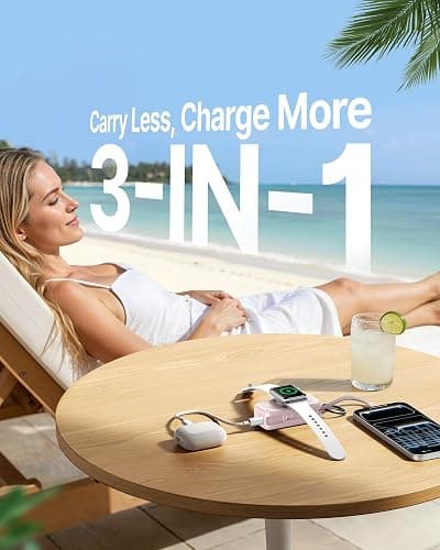 INIU 3-in-1 Portable Charger, 5000mAh Power Bank with Watch Charger & Built-in Cable, Compact 20W Fast Charging Battery Pack, Key Chain & Travel Essential for iPhone 16 15, Apple Watch, AirPods, etc thumbnail 7