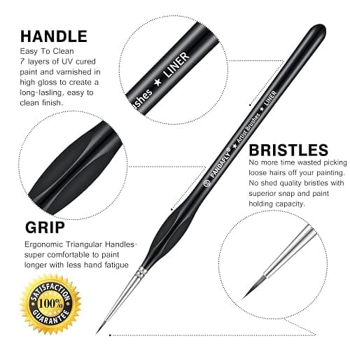 PANDAFLY Detail Paint Brushes Set, 15pcs Miniature Brushes for Fine Detailing & Art Painting - Acrylic, Oil, Watercolors & Paint by Number, Models, Face, Nail, Craft thumbnail 2