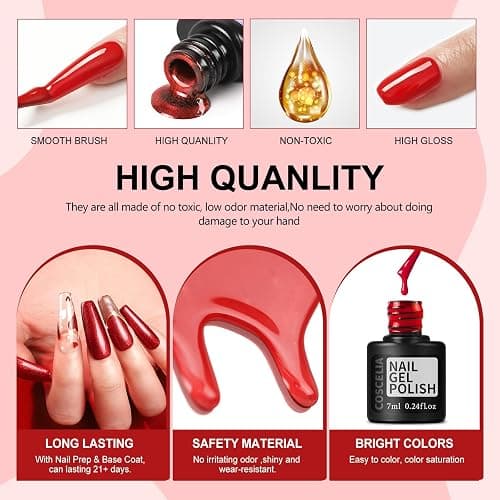 COSCELIA 57pcs Gel Nail Polish Kit with U V light Starter Kit 40 Colors Summer Gel Polish Set 5pcs Top and Base Coat Glossy Matte Glitter Beautiful Nail Stickers Gel Manicure Kit DIY Gifts for Women thumbnail 8
