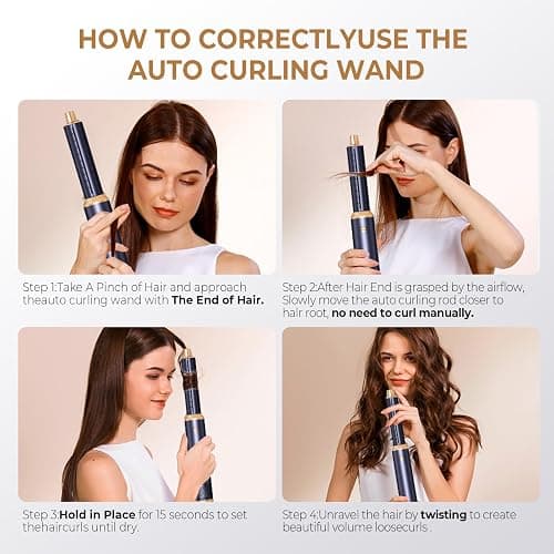 5 in 1 Hair Dryer Brush, Negative Ion Blow Dryer Brush Set Upgrade Hot Air Brush Air Styler Curling Wrap Air Curler, Curling Iron Hair Styling Tools As A Gift for Straight/Curl/Drying/Smoothing thumbnail 6
