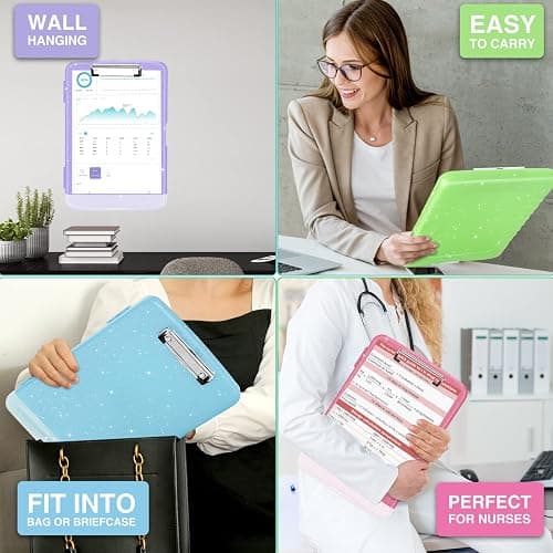 Sooez Glitter Clipboard with Storage, High Capacity Clip Boards 8.5x11 with Pen Holder, Cute Clipboards with Low Profile Clip, Sparkle Plastic Organizer Case Box for Women & Kids, Side Opening thumbnail 6