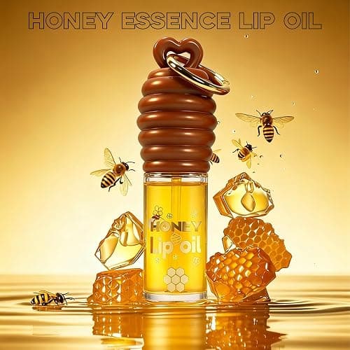 2PCS Honey Hydrating Lip Oil,Portable Key Chain Cute Lip Gloss,honey essence lip oil,Long-Lasting Moisture,Lip Gloss Flavoring Oil With Vitamin E Moisturized Shiny Lips for Girls thumbnail 6