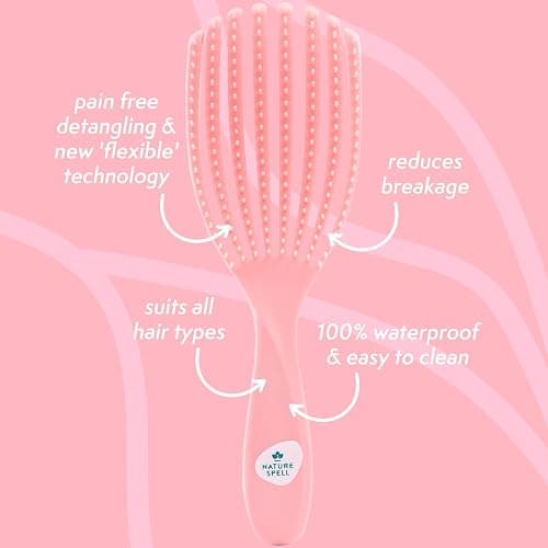 Nature Spell FlexiFlow Detangling Hair Brush, Flexible Strands for Gentle Brushing, Eliminates Knots & Reduces Breakage, Suitable for All Hair Types, Pink thumbnail 2