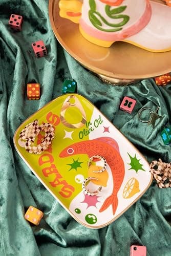 ban.do Novelty Trinket Tray, Ceramic Jewelry Dish, Small Decorative Tray for Keys or Decor, Cute Catchall Tray, Sardines thumbnail 6