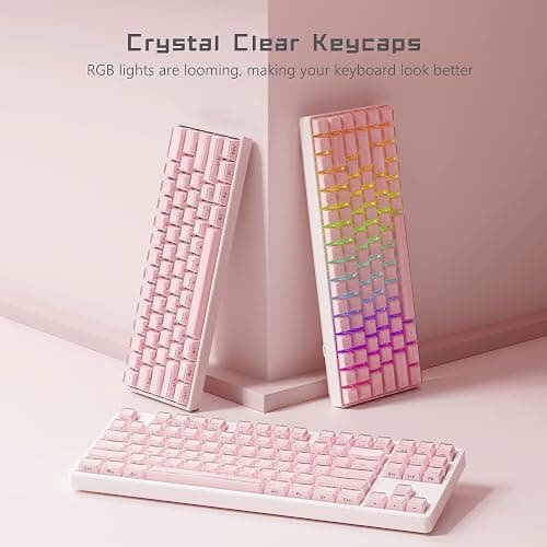 Womier Keycaps, Crystal Jelly Keycaps 60 65 75 100 Percent, Side Printed Key caps Custom113 Keys, OEM Profile for 61/68/84/87/98/100 Cherry Gateron MX Mechanical, Pink - Pink thumbnail 3