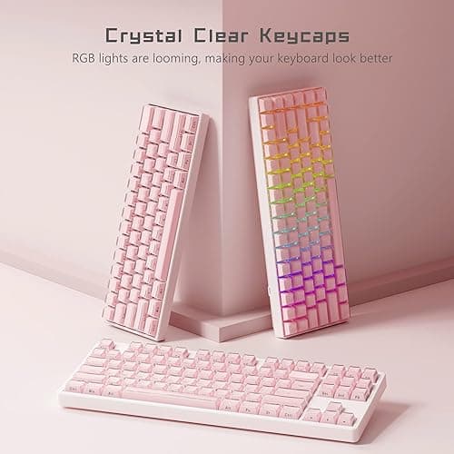 Womier Keycaps, Crystal Jelly Keycaps 60 65 75 100 Percent, Side Printed Key caps Custom113 Keys, OEM Profile for 61/68/84/87/98/100 Cherry Gateron MX Mechanical, Pink - Pink thumbnail 3
