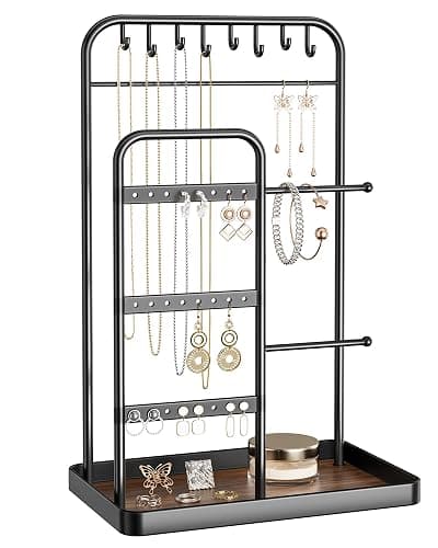 pickpiff Jewelry Holder Stand: Jewelry Display for Necklace, Bracelet, Earring, Ring, Black - Image 1