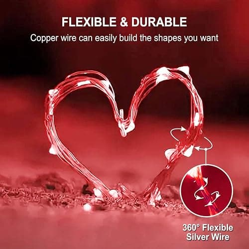 JMEXSUSS 4 Pack 50 LED Red Fairy Lights Battery Operated, 16.1ft Mini Firefly Starry Lights, Red String Lights for Bedroom Wedding Party Christmas Halloween Decorations thumbnail 5