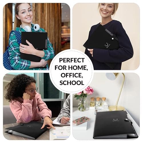 SKYDUE File Folder with 8 Labels, 5 Pockets Accordion Paper Organizer for School and Office，A4 Letter Size，Black thumbnail 6