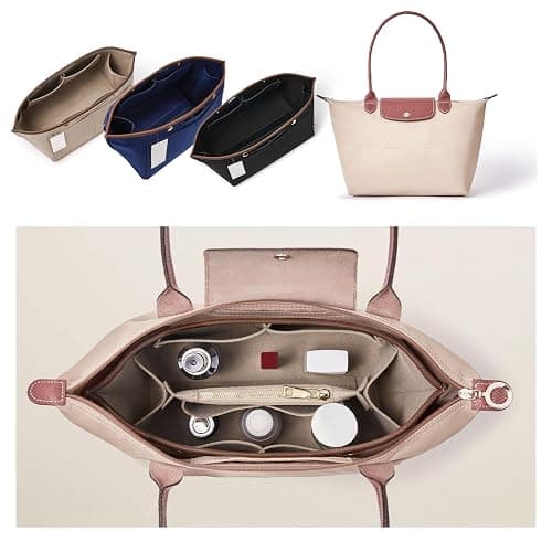 ZTUJO Purse Organizer Insert For Le Pliage, Compatible with Longchamp Le Pliage Shoulder Bag S/L, Top Handle S/M，Energy S/L, Xtra S, Longchamp Organizer Insert (Beige, Small) thumbnail 8