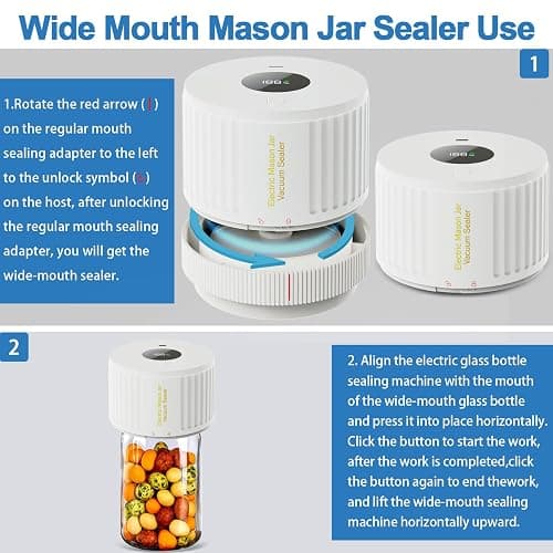 LOVE MOMENT Electric Mason Jar Vacuum Sealer Kit for Wide Mouth and Regular Mouth Mason Jar - White thumbnail 4