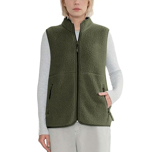 Hixiaohe Sherpa Fleece Vest for Women Trendy Warm Sleeveless Vests Jacket Lightweight Zip Coats with Pockets Fall Outerwear - Image 1