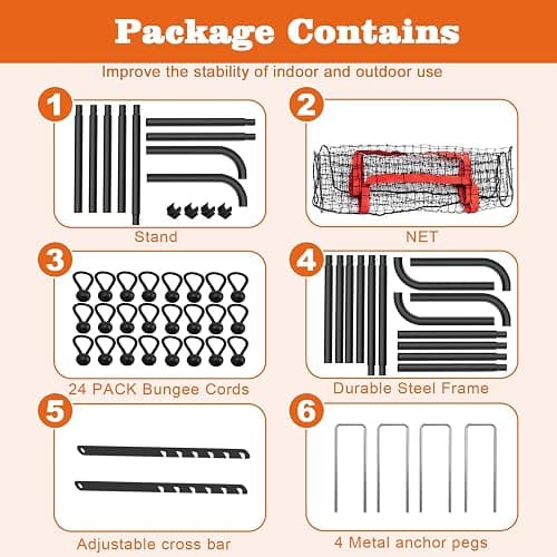 Adjustable Volleyball Rebounder Net 7x4 FT, Steel Frame & High-Tension PE Netting, Durable & Portable Volleyball Training Equipment Practice for Improving Volleying, Bumping, Spiking Skills thumbnail 5