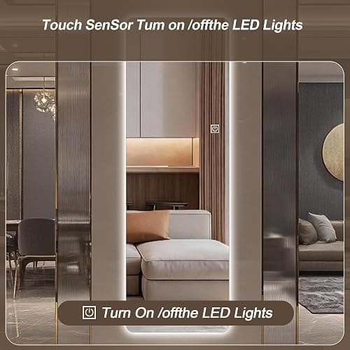 BOUATYHC 65" x 21" Full Body Mirror Wall-Mounted Full-Length Mirror with 3 Color Lighting Decorative Rectangular Vanity Mirror for Bedroom Bathroom Living Room Entryway thumbnail 6
