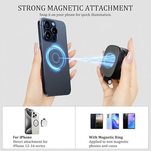 Magnetic Selfie Light Compatible with MagSafe for iPhone – Rechargeable LED Fill Light with Mirror, CRI≥95, 5 Color Temps, Foldable Ring Light thumbnail 3