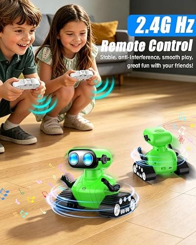 AisayGoo RC Robot Toy for Kids,Remote Control Robot with LED Eyes,Auto-Demo,Smart Voice,Singing and Dancing,Rechargeable Toys for Boys Girls,Ideal Birthday for Children Age 3+ Years Old (Green) thumbnail 6