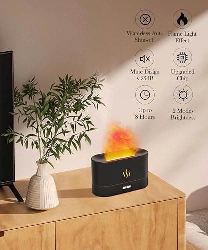 Flame Air Diffuser Humidifier,Upgraded Scent Diffuser for Essential Oils,Ultrasonic Aromatherapy,Fire Mist Humidi with 2 Brightness,Auto-Off Function for Room Home Office(Black) thumbnail 2