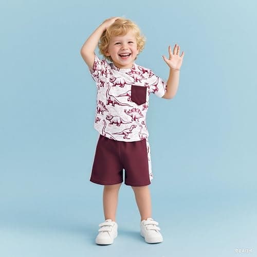 Klyatpxoen 2-7 T Toddler Baby Boy Outfits Shorts Sleeve Summer Beach Cocos T Shirts + Shorts Clothing Set thumbnail 3