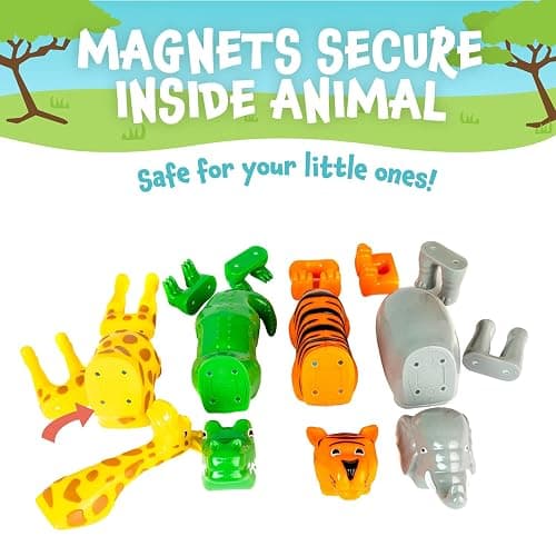 POPULAR PLAYTHINGS Magnetic Animals for Toddlers 1-3, Mix or Match Animal Toys, Set of 4 Gift for Kids - Jungle Animals thumbnail 5