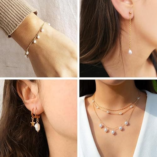 Cheriswelry 48pcs Pearl Pendants Star Flat Round Oval Rhombus Dangle Pearl Charms Real 18K Gold Plated Plastics Pendant 13.5~16mm for DIY Craft Earring Bracelet Necklace Jewelry Making thumbnail 4