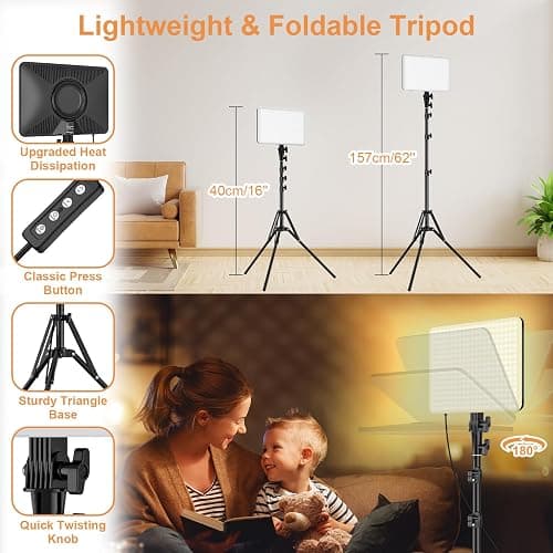 1-Pack LED Video Lighting Kit, Anautin 15W/1700Lux Photography Lighting with Tripod Stand, 2500-8500K Dimmable Streaming Light for Video Recording, Gaming, Podcast, Barber, Salon, TikTok, YouTube thumbnail 4
