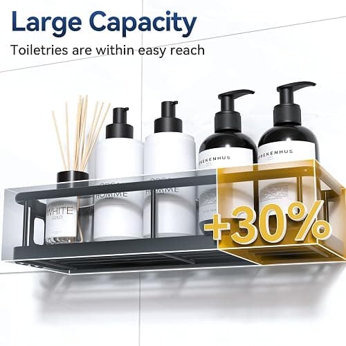 YASONIC Shower Caddy Adhesive, Rustproof Shower Organizer, Large Capacity Shower Shelves for Inside Shower, No Drilling Bathroom Organizers and Storage for Home Decor （2 Pack Black） thumbnail 5