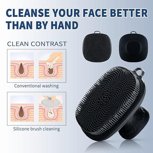 Face Scrubber, Silicone Face Scrubber for Men Facial Cleansing Brush Silicone Face Wash Brush Manual Waterproof Cleansing Skin Care Face Brushes for Exfoliating- Black thumbnail 4