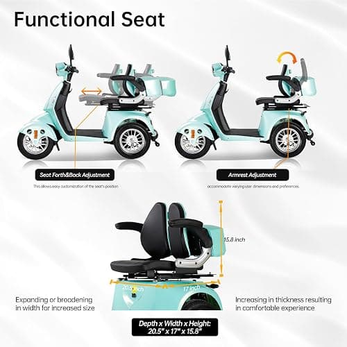 Dvsripa Mobility Scooters for Adults,Heavy-Duty 4 Wheel Mobility Scooters for Seniors,500 LB Capacity All Terrain Mobility Scooter Handicap Scooters for Adults,800W, Multiple Colors thumbnail 6