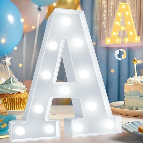 Pooqla LED Marquee Letter Lights, Warm White and Cool White Decorative Lighted Letters, Light Up Alphabet Letters for Boys Girls, Party, Wedding, Bar, Night Light, Birthday Decoration, Letter A - Image 1