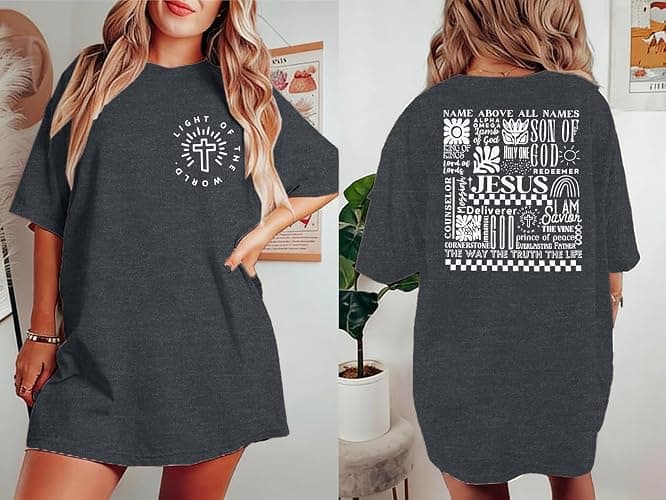 Jesus Oversized Shirts Women Christian: Faith Tshirt Bible Verse Shirts God Religious Tee Christian Inspirational Tops thumbnail 6