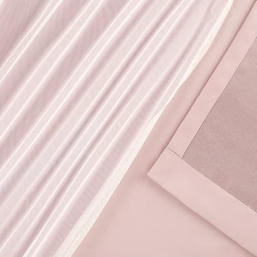 TOWN & COUNTRY LUXE Talia Double Layer Indoor Curtains, Sheer and Room Darkening Blackout, Grommet Top, Energy Efficient, 2-Pack Set, 52"x84", Rose Blush thumbnail 7