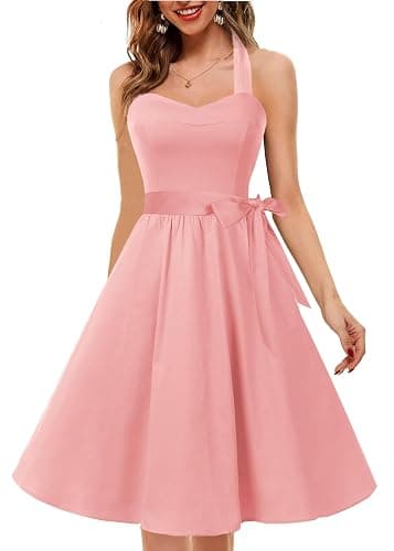 Topdress Women'sVintage Polka Audrey Dress 1950s Halter Retro Cocktail Dress thumbnail 2