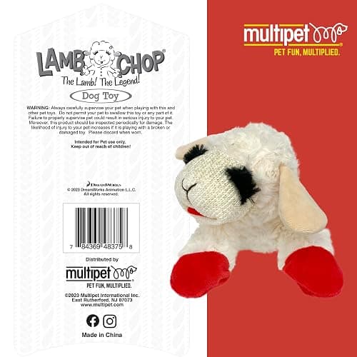 Multipet Mini Lamb Chop Officially Licensed, Plush, Squeak Pet Toy (White, 10') thumbnail 6