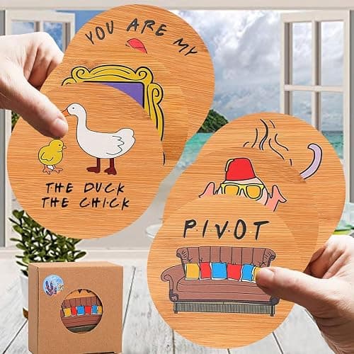 Friends TV Show Merchandise,Friends Drinks Coasters Set of 6,Bamboo Coasters with Holder,Friendsgiving Gift Ideas, for Friend thumbnail 5